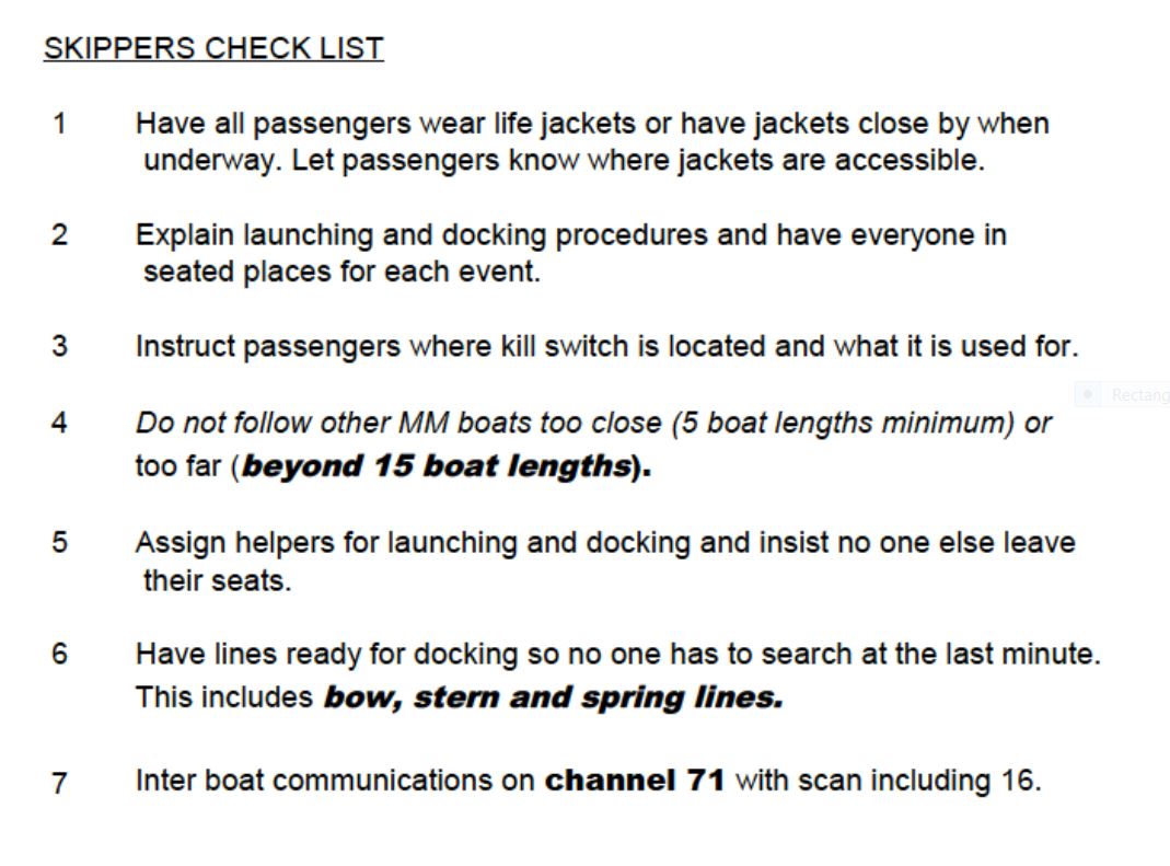 Skipper's Checklist